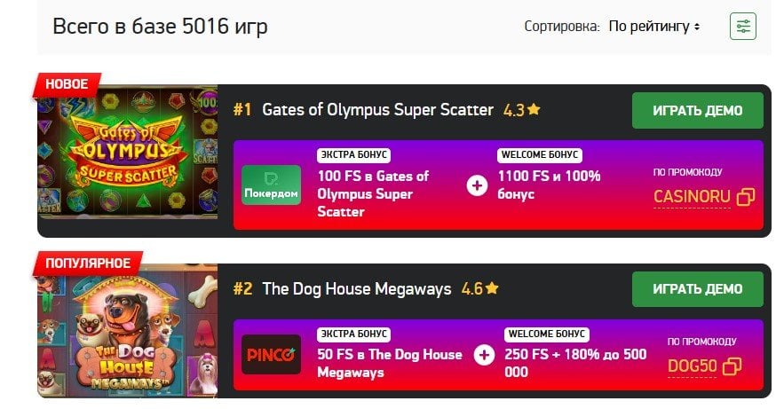 casino.ru - Casino.ru - удобно искать промокоды и следить за новостями